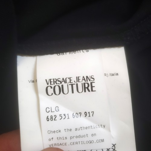 VERSACE JEANS COUTURE T-shirt donna cotone manica corta logo nero taglia XS/6 - Foto 7 di 10
