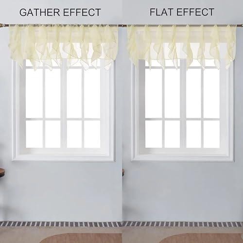 Ruffled Voile Semi Sheer Curtain Valance Kitchen Living Room Shabby Chic - Picture 11 of 79