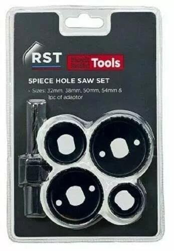 RST Holesaw Set 5 Piece Hole Saw Kit 32, 38, 50, 54mm 1pc adaptor - Picture 7 of 7