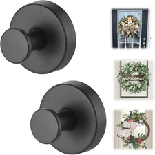 2-Pack Suction Cup Hooks for Wreaths Bathroom Glass Black
