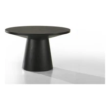 Jasper Ebony Black Wood 29"W Round Coffee Table with Pedestal Base