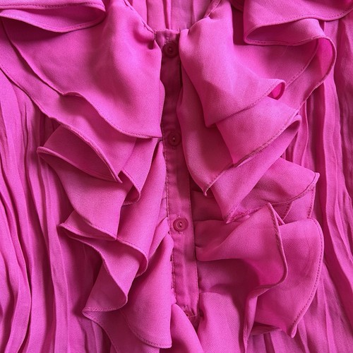 Sunny Leigh Women's Short Sleeve Pleated Ruffle Pink Blouse Size XL - Picture 2 of 4