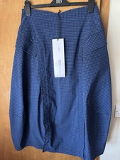 Rundholz Women's Tulip Skirt with Front Panel in Navy Check UK M BNWT