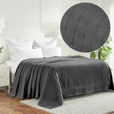 100% Cotton Thermal Basket Weave All Season Blanket Luxury Sofa & Warm Bed Throw
