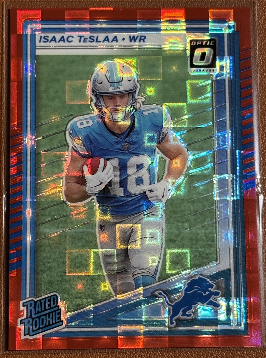 2025 Panini Donruss Isaac TeSlaa Optic Rated Rookie Preview Red Pandora RC Lions