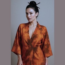 Vintage Silk Kimono   Hand-Dyed  Fire"