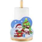 Wooden Christmas Paper Towel Holder with Santa & Snowman Design for Kitchen