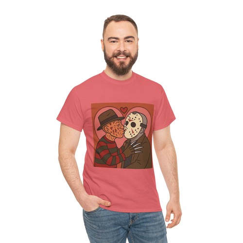 T-shirt Freddy Kissing Jason unisex cotone amore non muore mai coppia horror Halloween - Foto 31 di 157