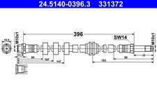 ATE 2x Bremsschlauch 24.5140-0396.3/2x für AUDI A4 B8 8K2 Avant 8K5 A5 8T3 8F7