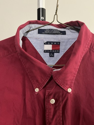 Vintage Tommy Hilfiger Herren Langarm Hemd mit Knopfleiste und amerikanischer Flagge - XL - Bild 2 von 4