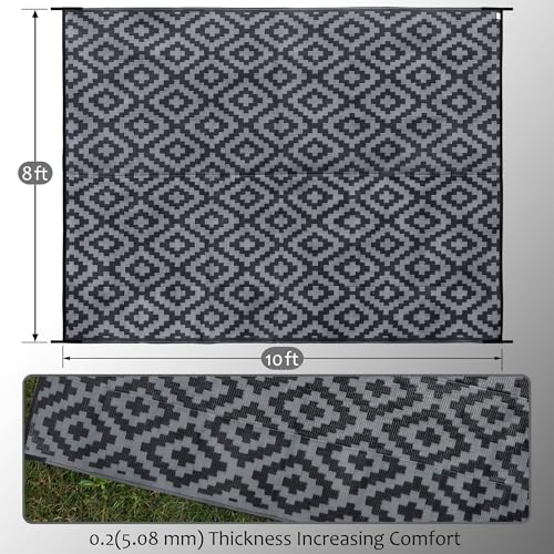 Waterproof Outdoor Rug 8x10 ft, Plastic Reversible Rug, Modern Area Rug, - Bild 3 von 8