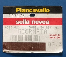 Vintage Piancavallo Sella Nevea Italy / Slovenia Ski Snowboard Lift Ticket 1990s