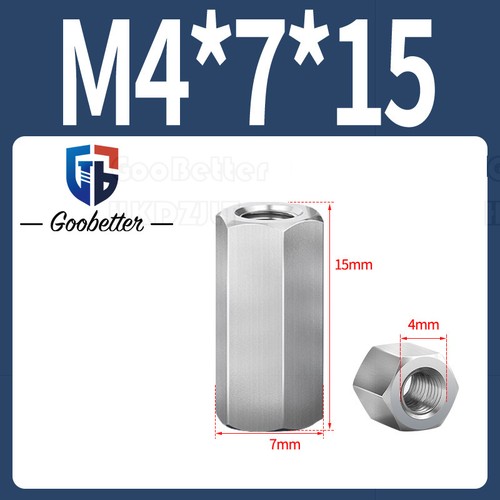 M3-M24 304 Stainless Steel Hexagon Hex Long Connector Joint Tubular Coupling Nut - Picture 17 of 87