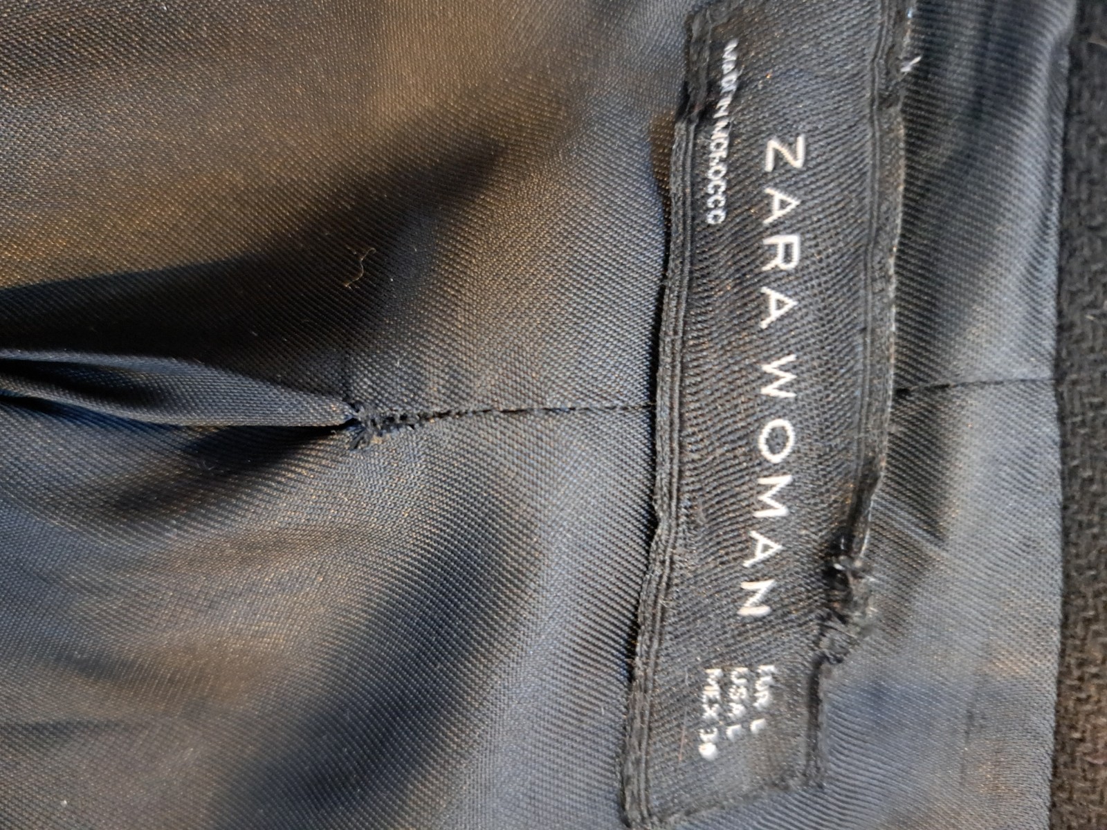 Zara Sz L Gold Button Wool Blend Tailored Coat Satin Silky Trim Zipper Pockets  thumbnail 11