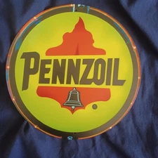 8" Round Metal Sign Pennzoil 1 Man Cave Wall Art Garage Bar Gas Station Gas Oil