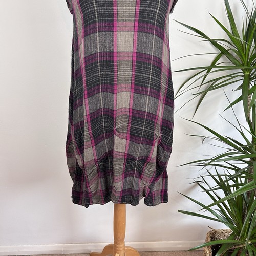 Masai Clothing Oversized Dress UK S Pink Grey Check Tartan Knee Length Lagenlook - Picture 3 of 13