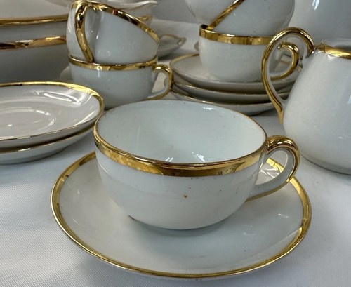 Noritake 17 PieceChild’s Tea Luncheon Set Goldera Japan White Gold Band Vintage - Picture 14 of 19