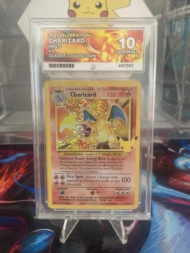 Pokémon TCG Charizard Holo Card 4/102 Celebrations 25th Ace Graded 10