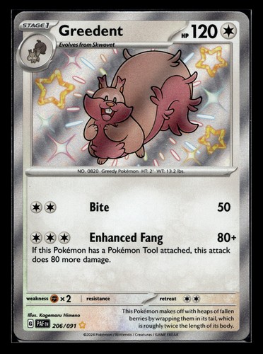 SV: Paldean Fates #206/091 Greedent - Imagen 1 de 2