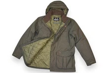 Barbour Brockstone Jacket Men's Waterproof Olive Hood England Size L