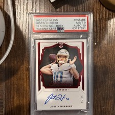 2020 Panini Flawless - Rookie Shadow Signatures Justin Herbert Ruby /15 PSA 9