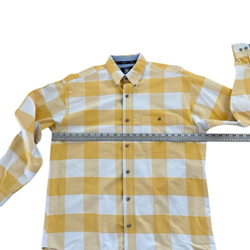 Wrangler 20x Camicia Uomo L Giallo Plaid Manica Lunga Bottoni Western Cotone - Foto 6 di 12