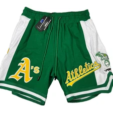 Pro Standard Mens Large Green & White MLB Oakland Athletics Baseball Shorts NWT