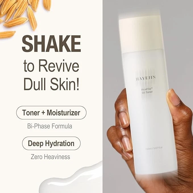 Tónico de aceite de fila de arroz HAYEJIN - 2 en 1 tónico hidratante de arroz coreano con niacinamida Foto 3 de 4