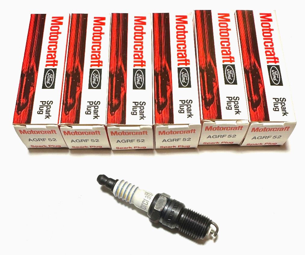Set of 6 Vintage NOS Ford Motorcraft Spark Plugs AGRF-52 Made in USA