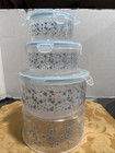 LocknLock 4 Piece Blue Floral  Print Canisters Floral Blue W/lids