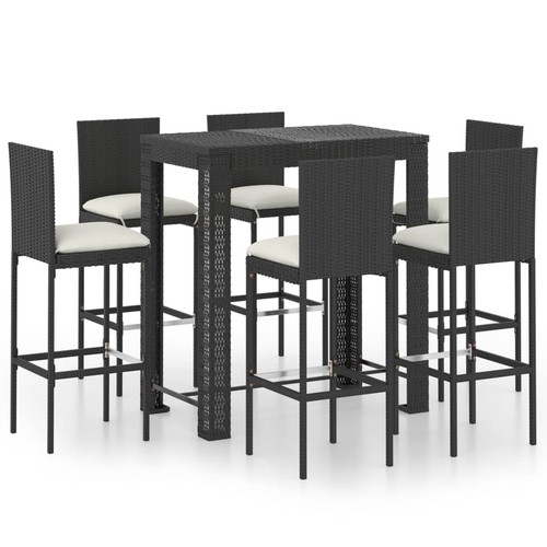 Garden Bar Set with Cushions Patio 3/5/7/9 Piece Multi Sizes Black/Grey vidaXL