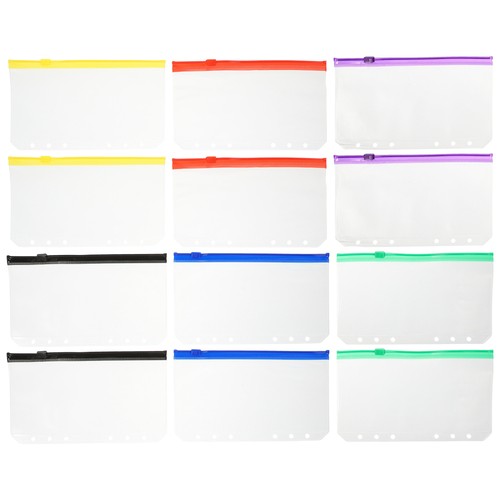 12 Pezzi Sacchetto Scrapbooking Zip Cartella Documenti con Tasca Raccoglitore Cerniera - Foto 12 di 12