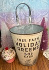 Vintage-Style Tree Farm Holiday Greens Bucket 6"x5"x10" Galvanized Metal S