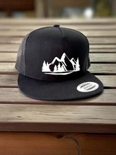 Black Flat Brim Mountain Hat - Express Your Love for the Mountains in Style!