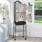 New Listing62 inch Metal Bird Cage, Large Parakeet Cages with Roof Top Rolling Stand Toys