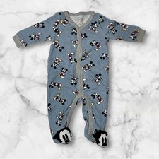 Disney Baby Mickey Mouse Blue Footed Bodysuit Sleeper Snap Close 0-3 Months