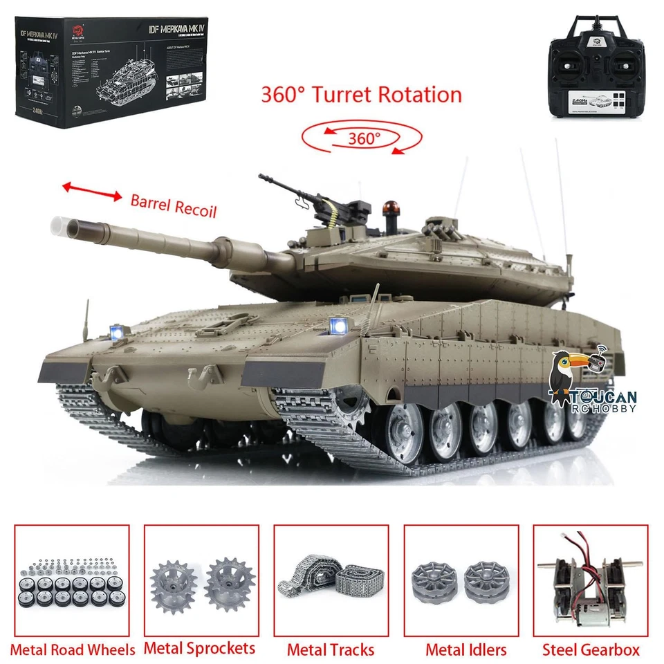 Tanque de radiocontrol Henglong Merkava MK IV 3958-1 RTR 1:16 7,0 ruedas con orugas metálicas RI BB Foto 4 de 4