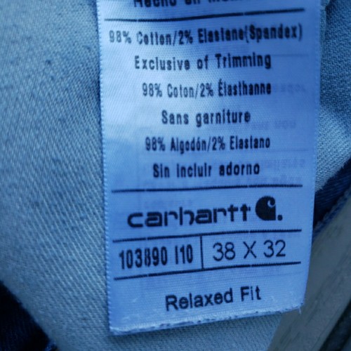 Carhartt Jeans Uomo 38x32 (37x29,5) Doppio Frontale Logger Denim Bretelle - Foto 8 di 15