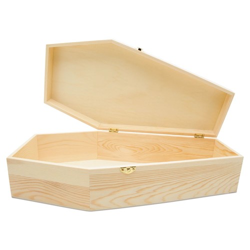 Wooden Coffin Box 18 inch Unfinished, Halloween Decor, Pet Casket | Woodpeckers - Picture 8 of 16