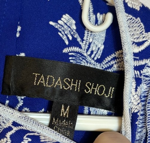 Tadashi Shoji Fit Flare besticktes Kleid Neopren royalblau weiß Gr. Medium - Bild 6 von 7