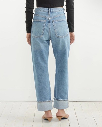Agolde Fran Low Slung Straight Jeans Women’s 28 Intervention Button Fly Relaxed - Picture 2 of 12