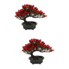  2 PCS Bonsai Tree Kit Artificial Plants Indoor Faux Potted Decor