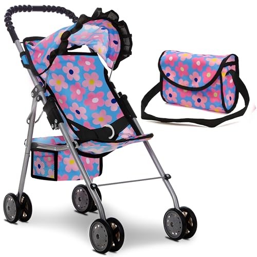 Baby Doll Stroller for Girls, Toddler Play Toy Doll Buggy Carriage Foldable - Picture 2 of 8