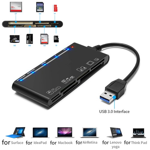 7-In-1 USB 3.0 Memory Card Reader High-Speed Adapter for Micro SD SDXC CF SDHC - Picture 4 of 12