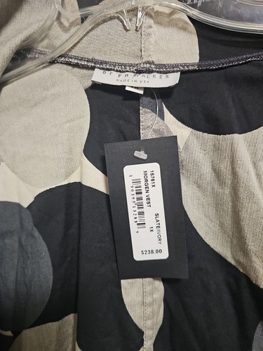 Bryn Walker Damen 1X Morgen Weste schiefer/elfenbein 238 $ Lagenlook gepunktet Kapuze - Bild 3 von 5