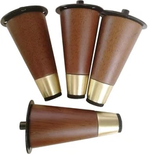 100% Solid Wood Furniture Legs 3" Mid-Century Modern Feet Great 5 Inch, Brown 