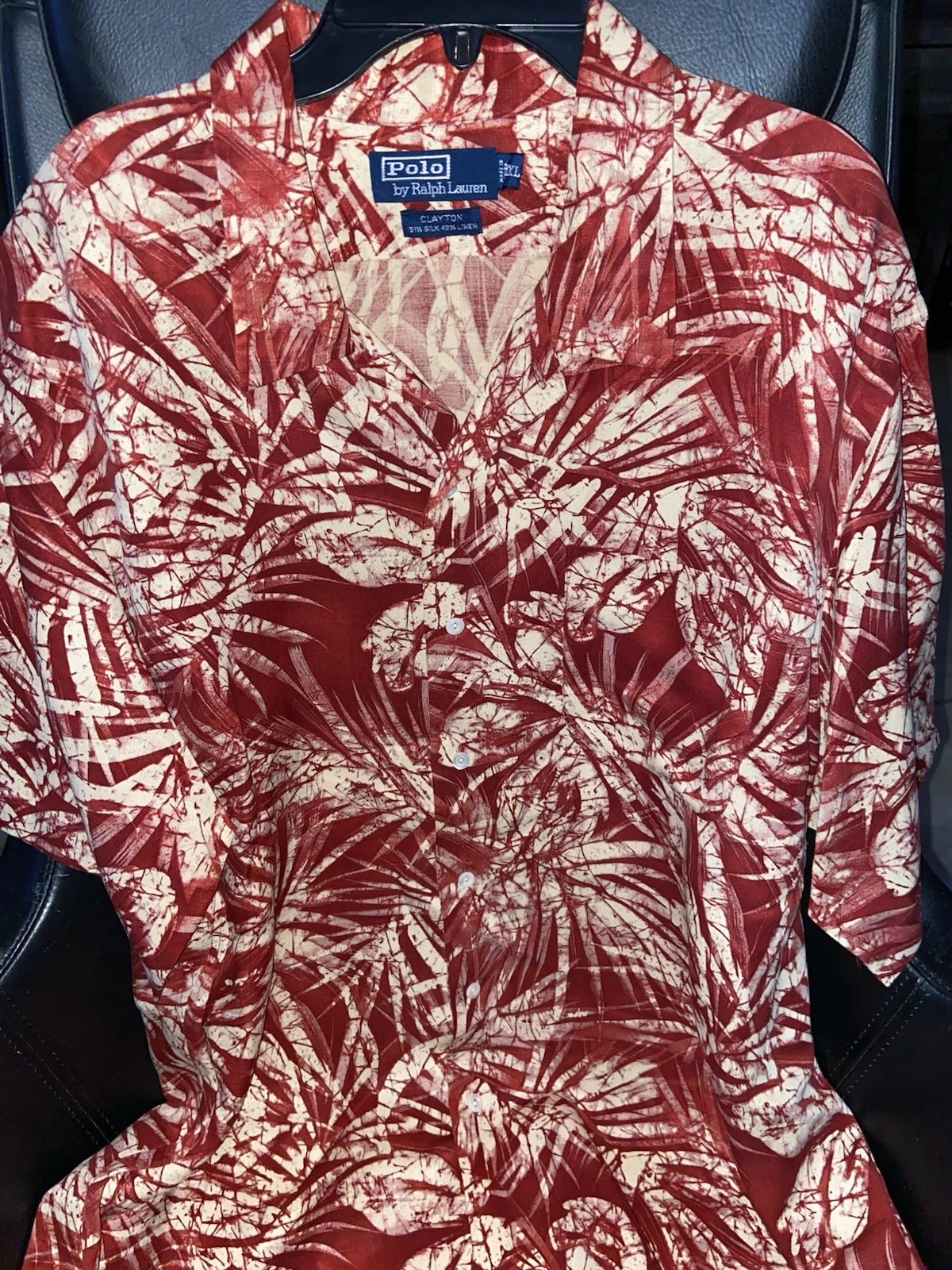 Vintage Polo Ralph Lauren Clayton Mens 2XL Short Sleeve Button Silk Shirt GB16