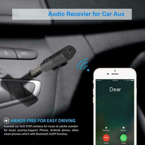 Car Bluetooth Receiver Handsfree Wireless AUX Music Adapter W0J 3.5 K8E2024 Z2E6 - Photo 11/12