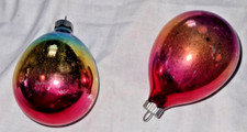 Lot Of 2 Vintage Shiny Brite Teardrop Christmas Ornament Ombr  MCM
