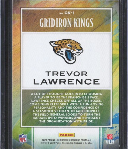 2021 Panini Chronicles #GK-1 Trevor Lawrence Gridiron Kings - Picture 2 of 2